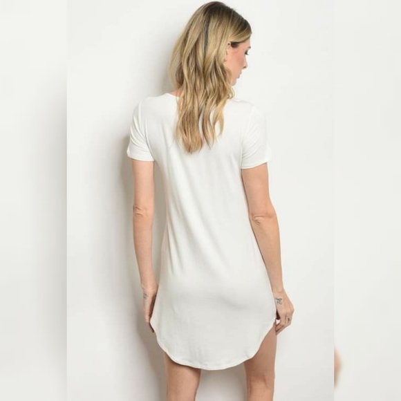 Compliments Lace up White Tee Shirt Dress - Picture 3 of 3